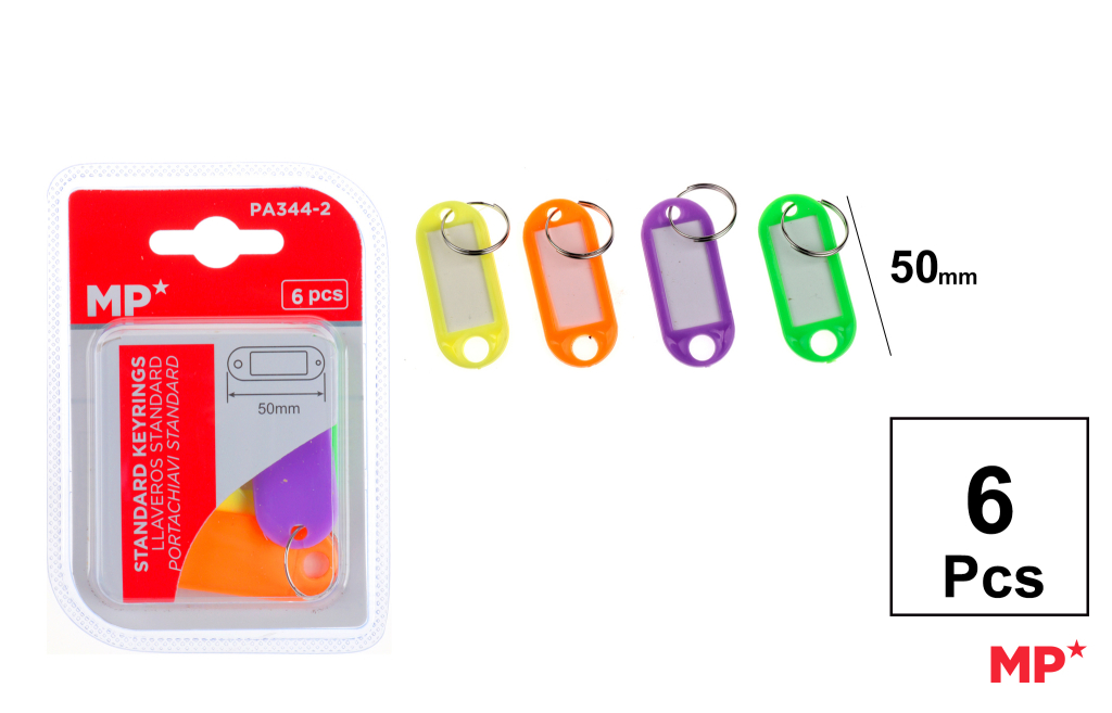 LLAVEROS STANDARD FLUORESCENTE 50MM 6 UDS