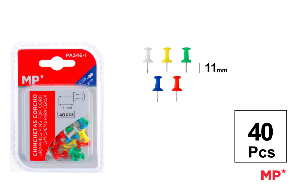 CHINCHETA CORCHO STANDARD DE COLORES 11MM 40UDS