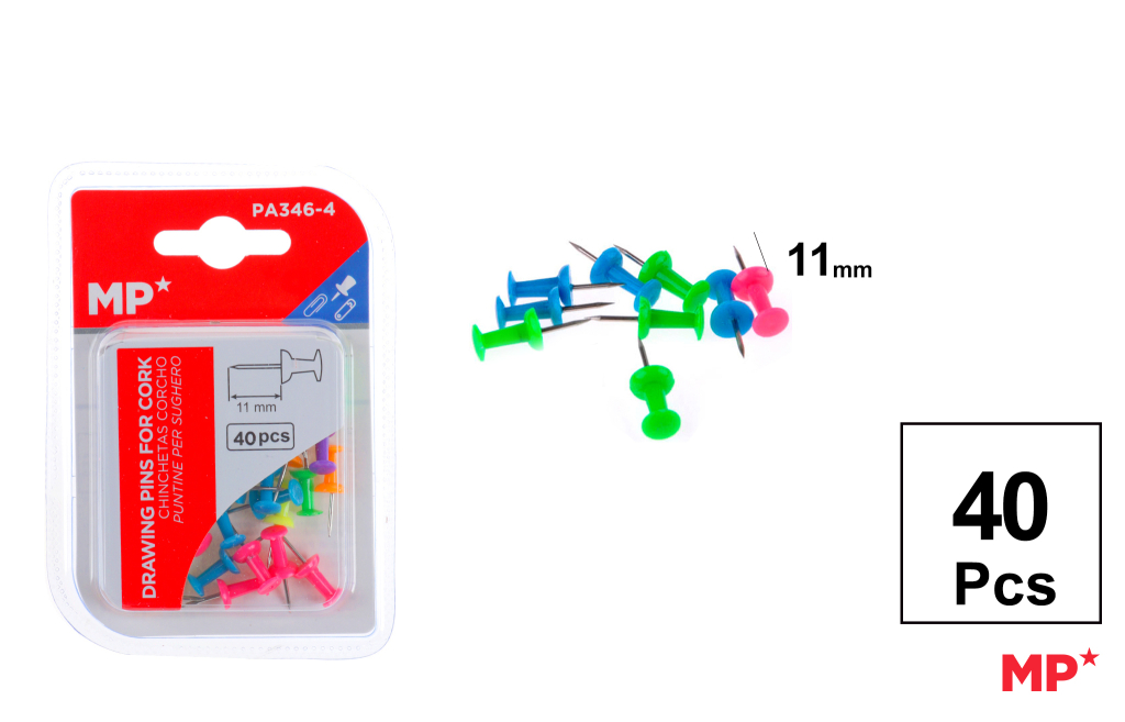CHINCHETA CABEZA FLUORESCENTE 11MM 40UDS