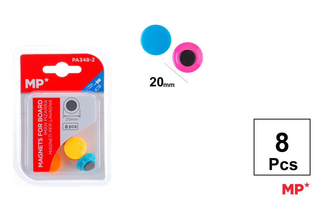 IMAN PIZARRA FLUORESCENTE 20MM 8 UDS