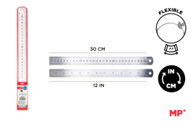 REGLA METÁLICA DE ACERO INOXIDABLE 30CM