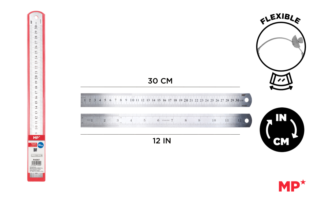 REGLA METÁLICA DE ACERO INOXIDABLE 30CM