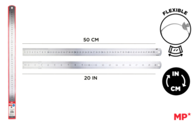 REGLA METÁLICA DE ACERO INOXIDABLE 50CM