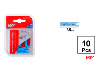 PINZA MADERA DE COLORES 35MM 10U