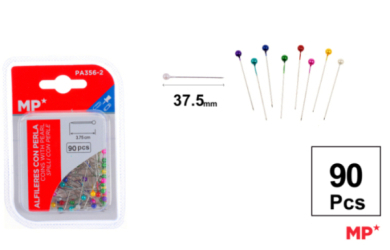 ALFILERES CON CABEZA PERLA DE COLORES  90UD