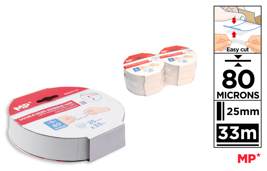 CINTA ADHESIVA DOBLE CARA 80MICRAS 25MM*33MT